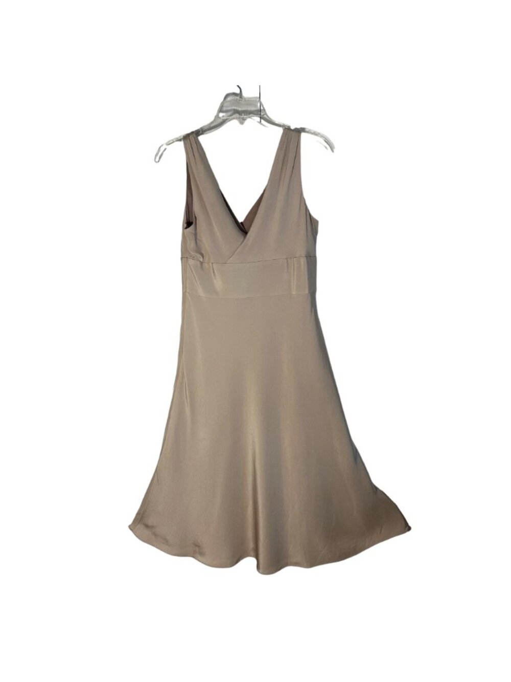 J.Crew Silk Dress Size 6 Beige V-Neck Sleeveless A-Line Fully Lined Side Zipper - Picture 3 of 9